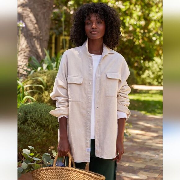 Frank & Eileen MCLOGHLIN Natural 100% Italian Brushed Cotton Canvas Size S NWOT - Picture 1 of 14